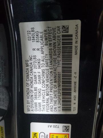 2022 HONDA CIVIC SPOR 2HGFE2F51NH569681