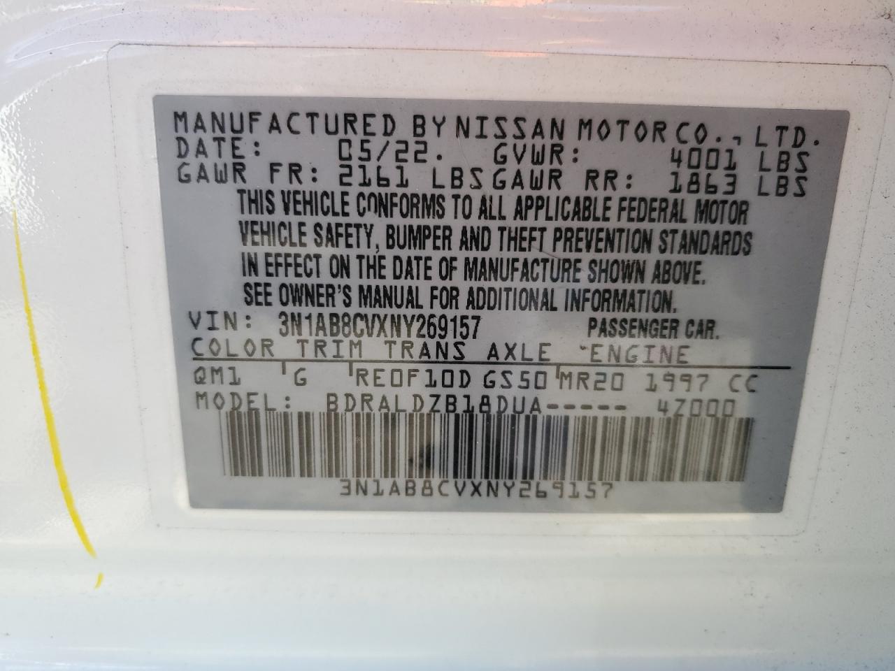 3N1AB8CVXNY269157 NISSAN SENTRA 2022