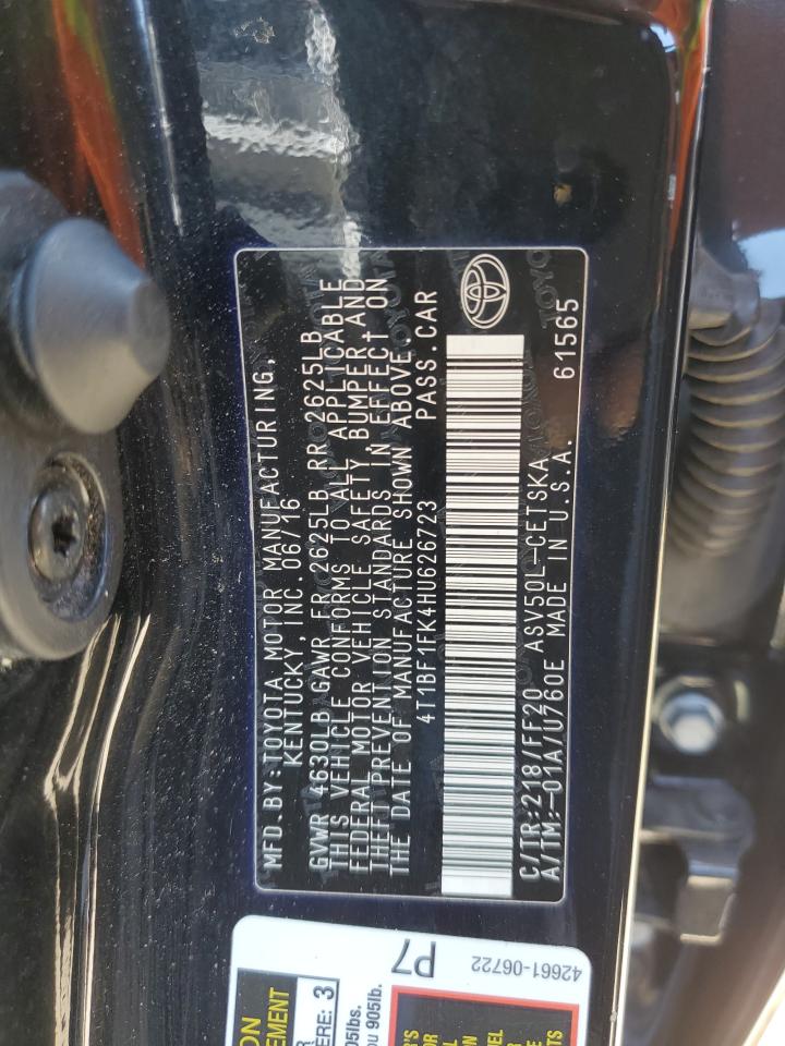 4T1BF1FK4HU626723 TOYOTA CAMRY 2017