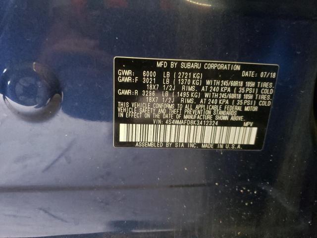 4S4WMAFD8K3412324 Subaru Ascent Premium