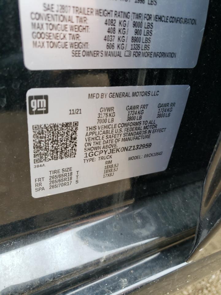 1GCPYJEK0NZ132959 CHEVROLET ALL Models 2022