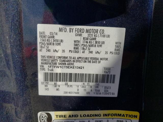 1FTFW1CT5EKE13421 Ford F150 Supercrew