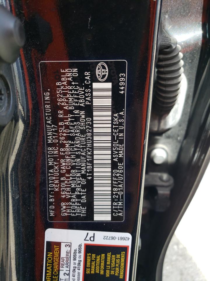 4T1BF1FK7HU382730 TOYOTA CAMRY 2017