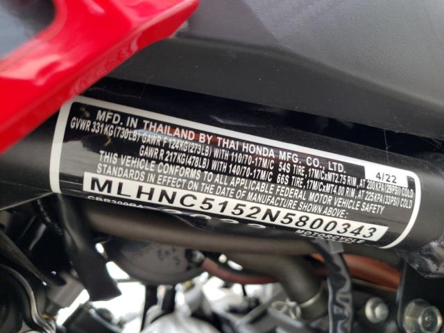 2022 HONDA CBR300 RA MLHNC5152N5800343