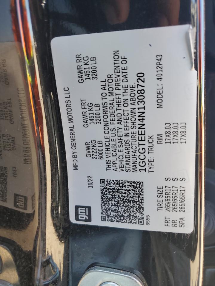 1GCGTEEN4N1308720 CHEVROLET COLORADO 2022