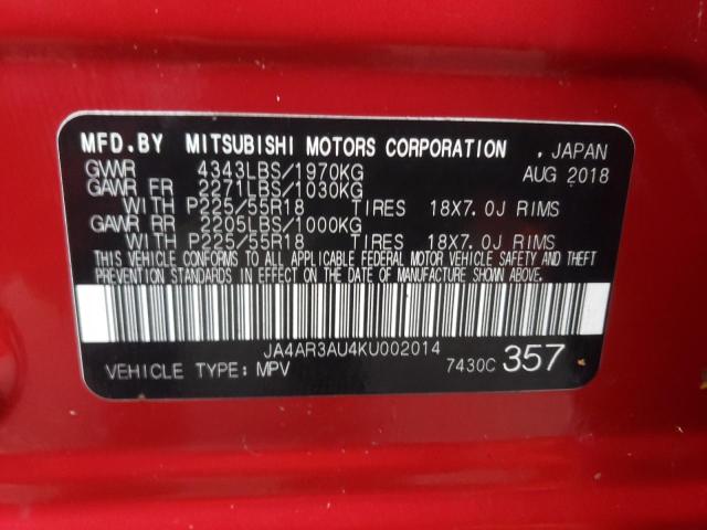 JA4AR3AU4KU002014 Mitsubishi Outlander Sport Es