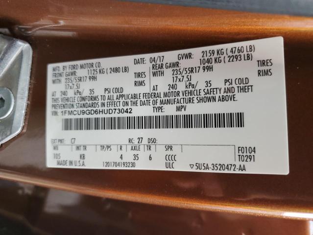 1FMCU9GD6HUD73042 Ford ESCAPE SE
