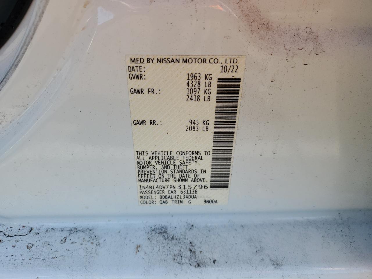 1N4BL4DV7PN315796 NISSAN ALTIMA 2023