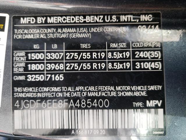 VIN 4JGDF6EE8FA485400 2015 Mercedes-Benz GL-Class, ... no.13