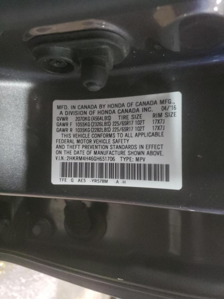 2HKRM4H46GH651706 HONDA CRV 2016