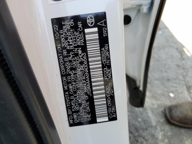 2022 TOYOTA MIRAI LE JTDAAAAA6NA006563