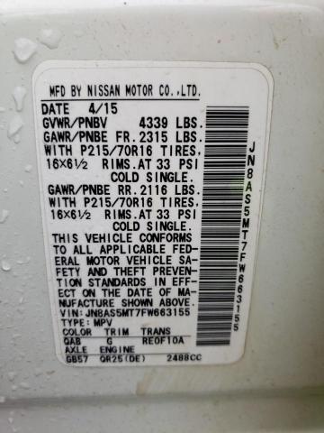 JN8AS5MT7FW663155 Nissan Rogue Select S