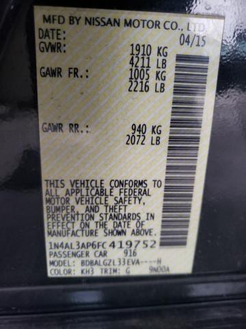 1N4AL3AP6FC419752 Nissan ALTIMA 2.5