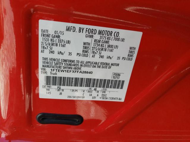 1FTEW1EFXFFA28840 Ford F150 Supercrew