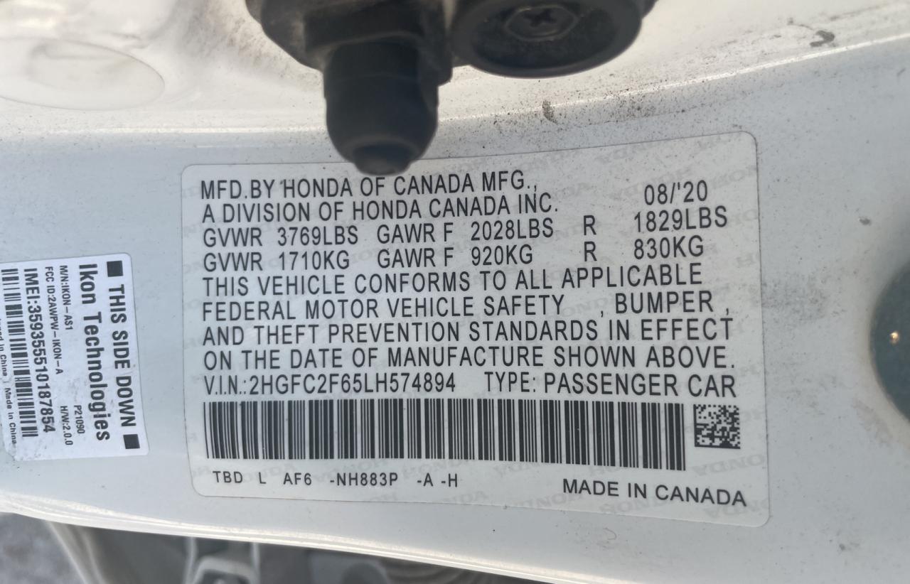2HGFC2F65LH574894 HONDA CIVIC 2020
