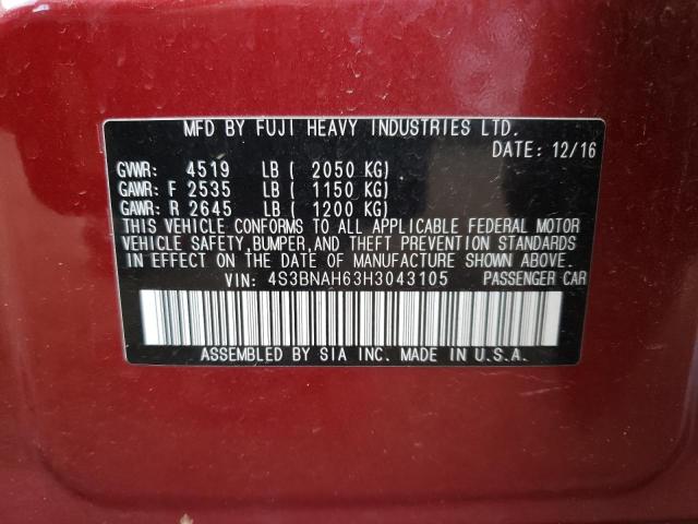 4S3BNAH63H3043105 Subaru Legacy 2.5i Premium
