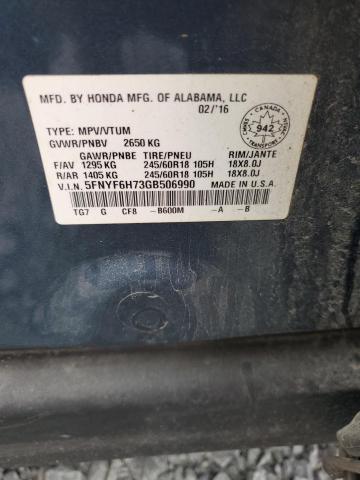 2016 HONDA PILOT EXLN - 5FNYF6H73GB506990