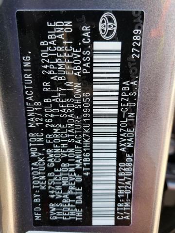 4T1B61HK7KU199056 Toyota CAMRY XSE