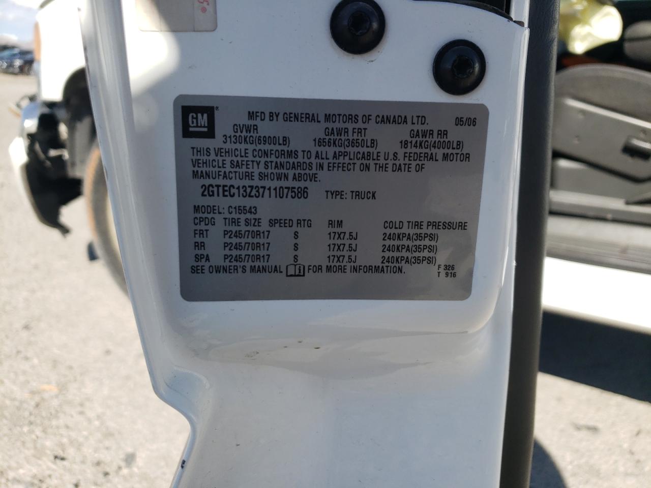 2GTEC13Z371107586 2007 GMC New Sierra C1500 2GTEC13Z371107586 2007 GMC New Sierra C1500