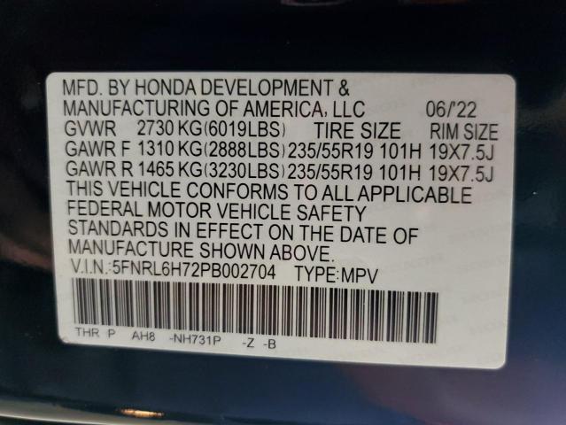 2023 HONDA ODYSSEY SP 5FNRL6H72PB002704