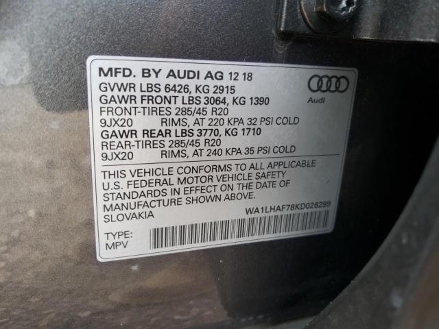 WA1LHAF78KD026299 2019 AUDI Q7, photo no. 13