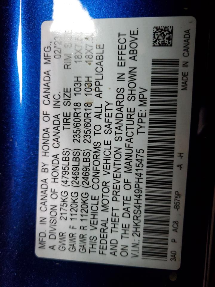 2HKRS4H49PH415475 HONDA CRV 2023