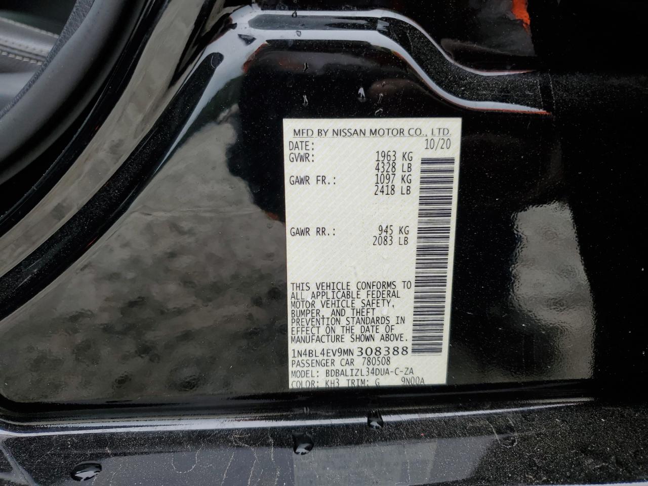 1N4BL4EV9MN308388 NISSAN ALTIMA 2021