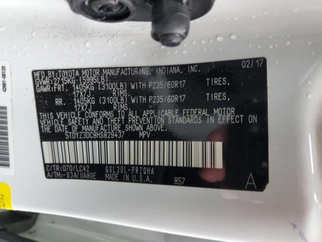 5TDYZ3DC8HS829437 Toyota SIENNA XLE