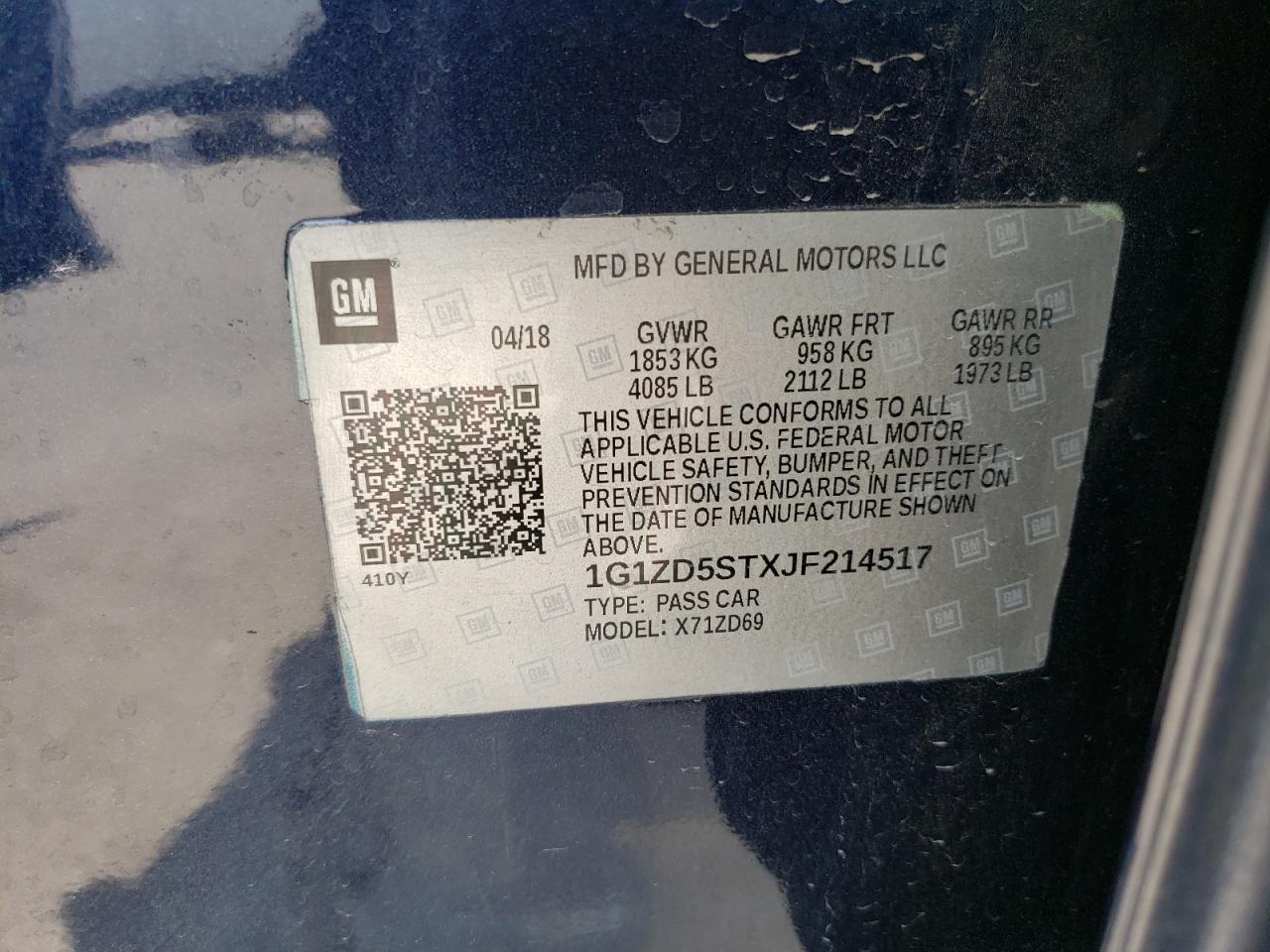 1G1ZD5STXJF214517 CHEVROLET MALIBU 2018