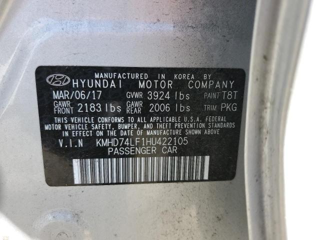 KMHD74LF1HU422105 Hyundai ELANTRA SE