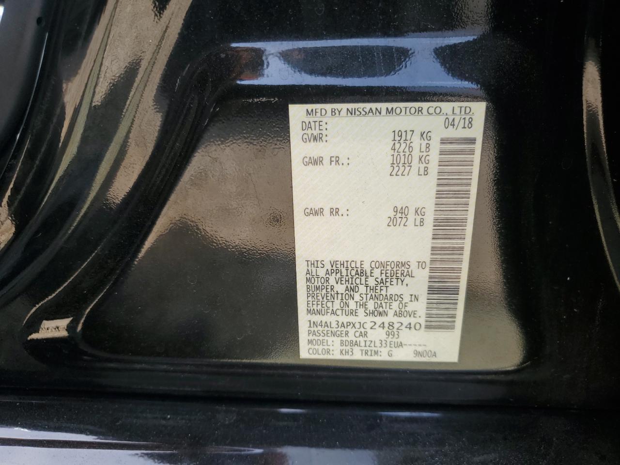 1N4AL3APXJC248240 NISSAN ALTIMA 2018