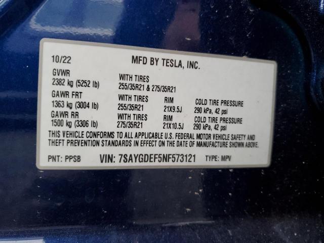 7SAYGDEF5NF573121 Tesla Model Y  10