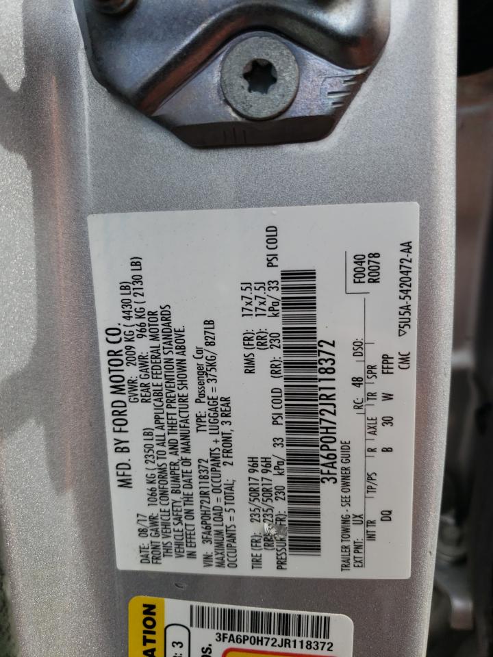 3FA6P0H72JR118372 FORD FUSION 2018