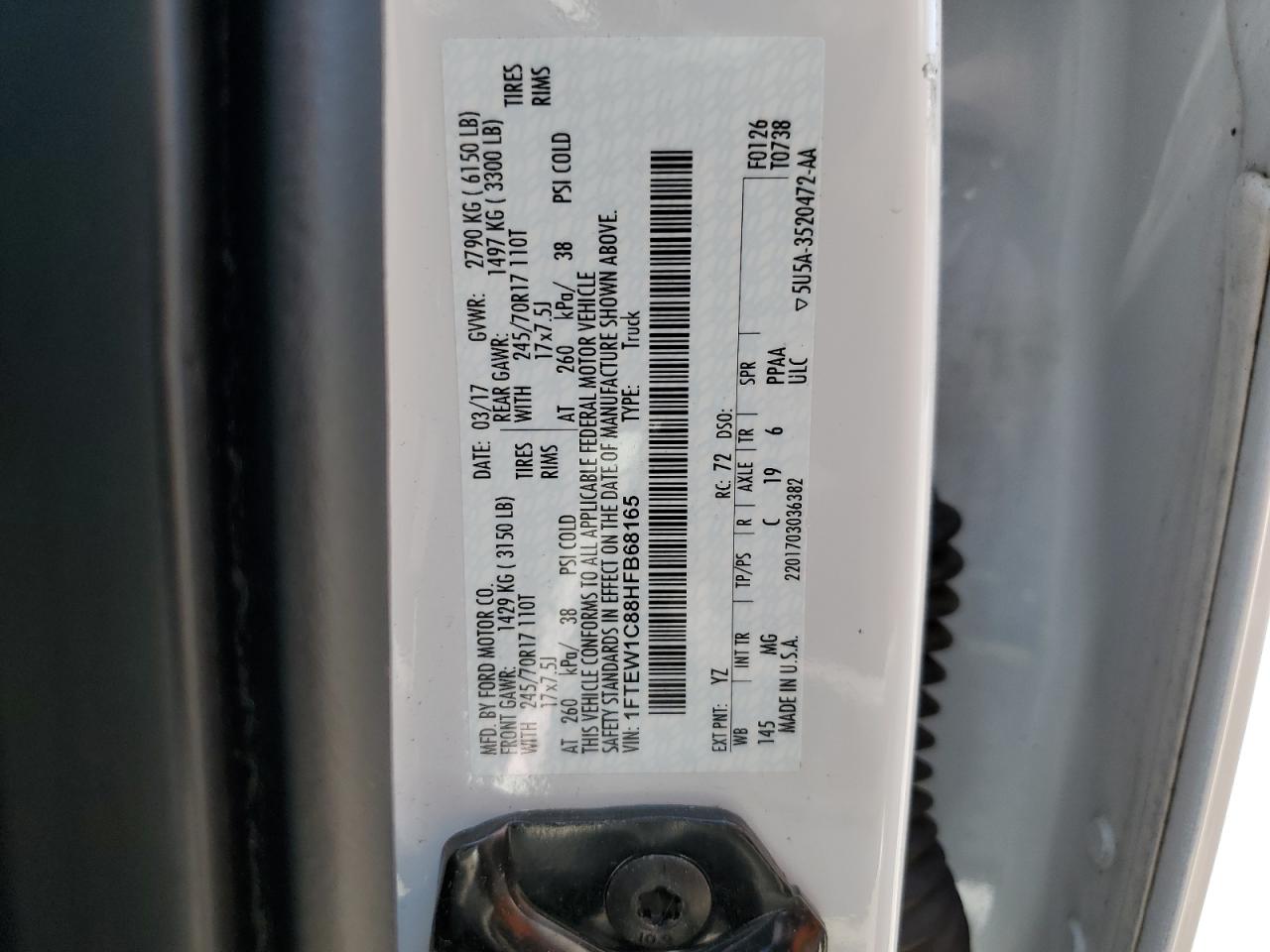 1FTEW1C88HFB68165 FORD F-150 2017