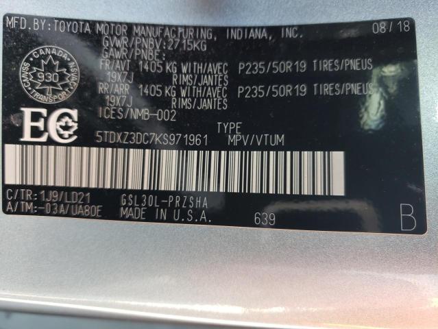 2019 TOYOTA SIENNA SE 5TDXZ3DC7KS971961