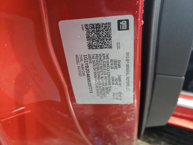 2022 CHEVROLET CORVETTE S - 1G1YB2D46N5107773