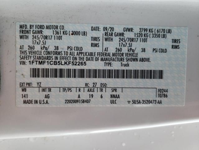 2020 FORD F150 XL - 1FTMF1CB5LKF52265