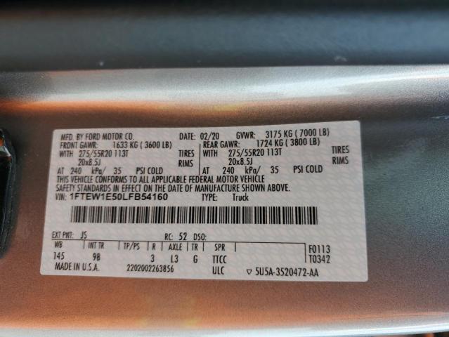 1FTEW1E50LFB54160 Ford F150 Supercrew
