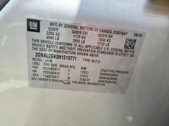 2GNALCEK0H1518771 Chevrolet EQUINOX LT