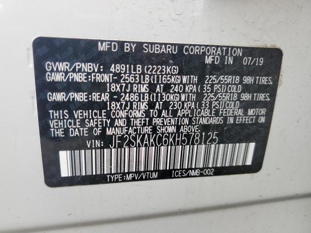 2019 SUBARU FORESTER S - JF2SKAKC6KH578125