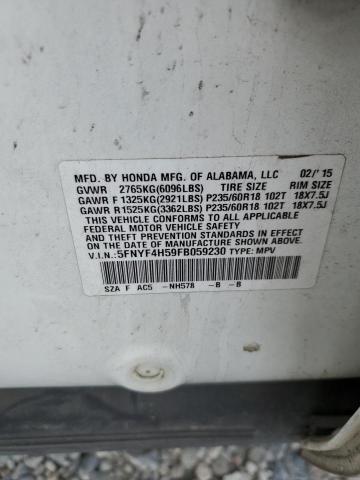 5FNYF4H59FB059230 Honda PILOT EXL
