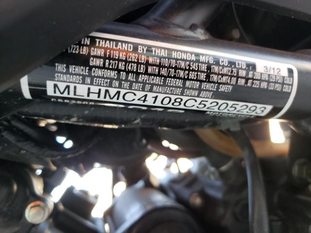 2012 HONDA CBR250 R MLHMC4108C5205293
