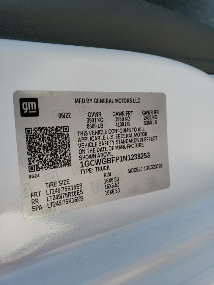 1GCWGBFP1N1238253 CHEVROLET EXPRESS 2022