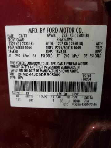 2FMDK4JC9DBB95009 2013 Ford Edge Sel