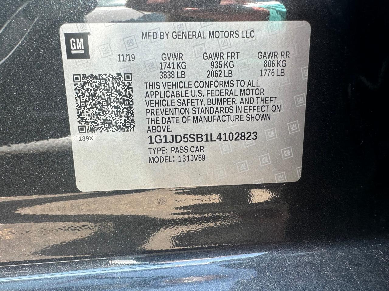 1G1JD5SB1L4102823 CHEVROLET SONIC 2020
