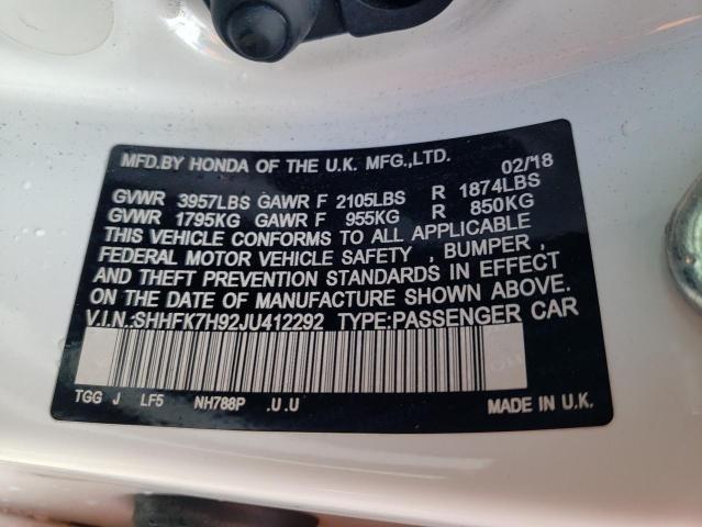SHHFK7H92JU412292 Honda Civic Sport Touring