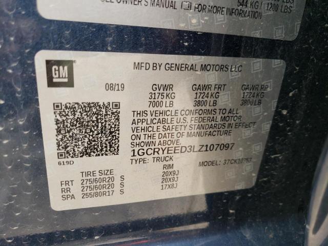2020 CHEVROLET SILV1500 4 1GCRYEED3LZ107097