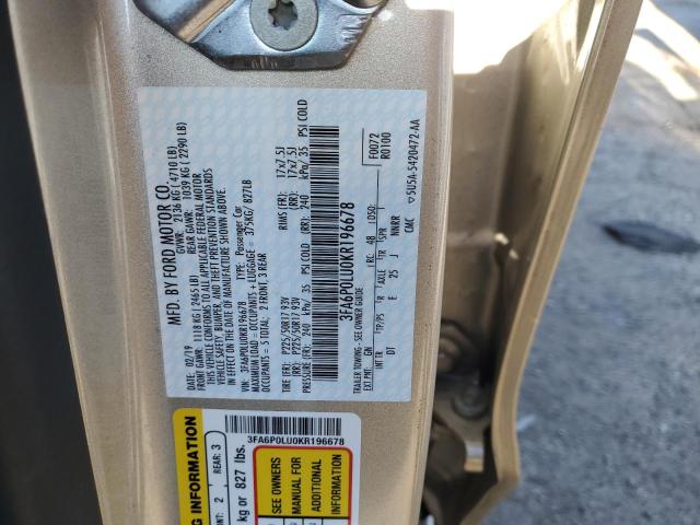 3FA6P0LU0KR196678 2019 FORD FUSION, photo no. 12