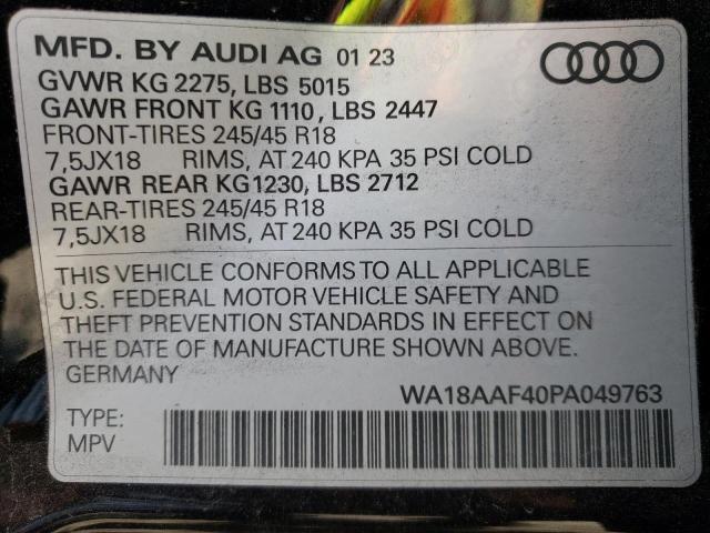 WA18AAF40PA049763 2023 AUDI A4, photo no. 12