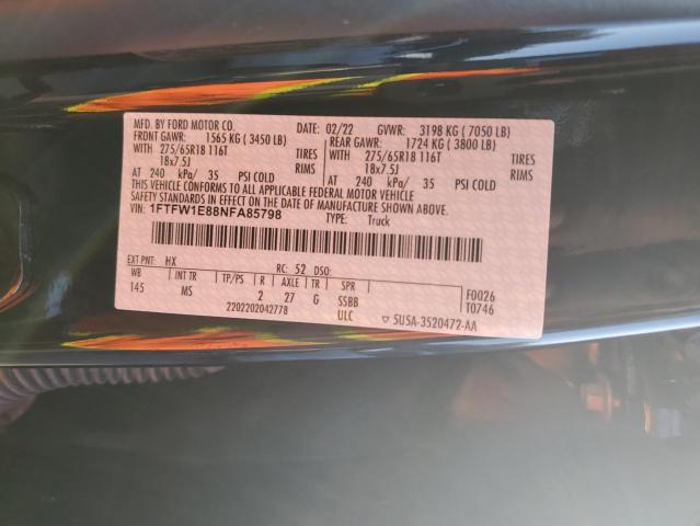1FTFW1E88NFA85798 Ford F150 Supercrew